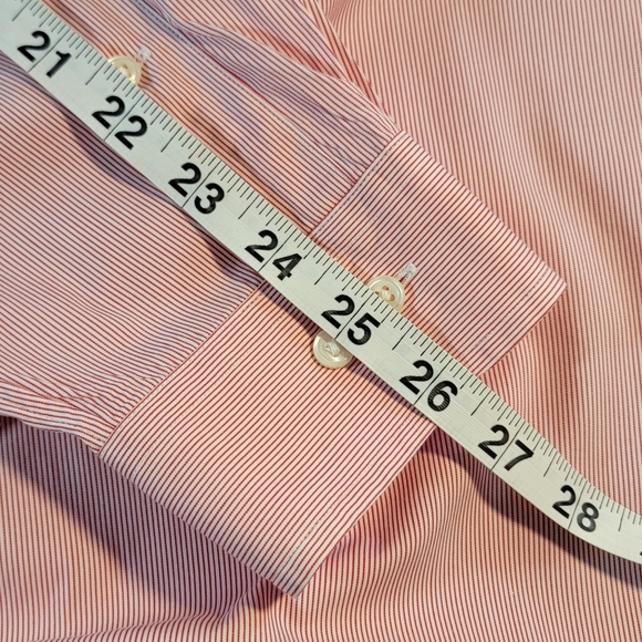 Ralph Lauren Custom Fit Red White Micro Pin Stripe Dress Shirt Men's Size 16.5 - Picture 10 of 11